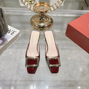 BELLE VIVIER MULES IN BLOOD RED PATENT CALFSKIN
