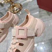 VIV' ON THE RUN TREKKY SNEAKERS IN BEIGE PINK FABRIC AND SUEDE