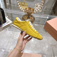 PLUME NAPPA SNEAKERS IN YELLOW SUEDE AND CANVAS