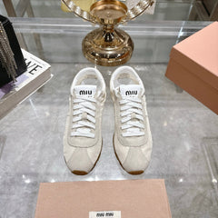 PLUME NAPPA SNEAKERS IN OFF WHITE SUEDE AND CANVAS