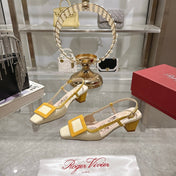 VIVIER SLINGBACK 45 IN YELLOW CALFSKIN