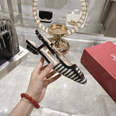 ROGER VIVIER 25S VIVIER SLINGBACK 25MM IN BLACK PLAID PATTERN CANVAS