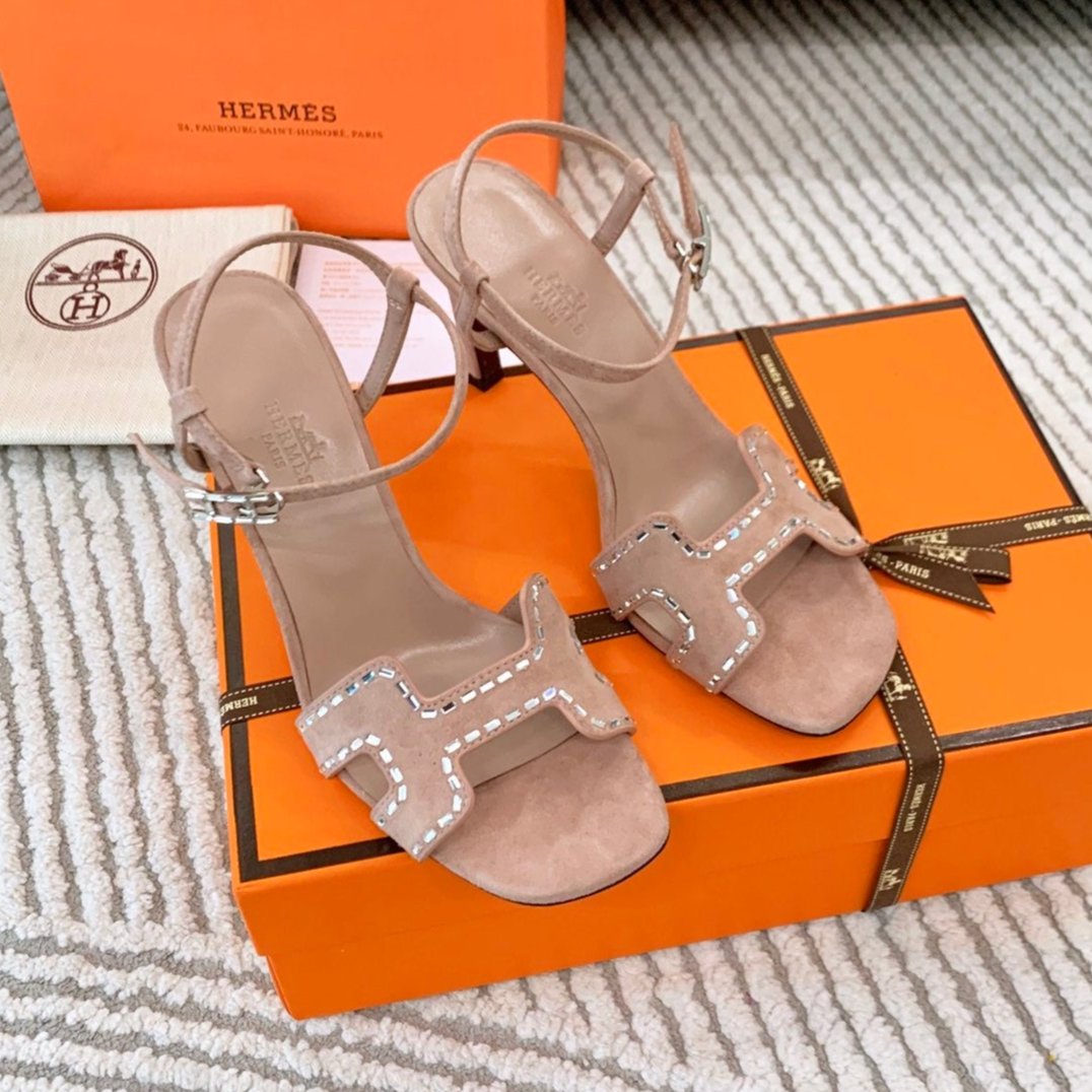HIGH SANDAL 8.5 CM IN PEACH PINK SUEDE
