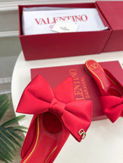VLogo Bow Mules Women Silk Red