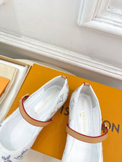 LV WOMEN ROMY FLAT BALLERINA IN WHITE MONOGRAM JACQUARD