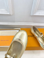 LV WOMEN ROMY FLAT BALLERINA IN GOLDEN METALLIC LAMBSKIN