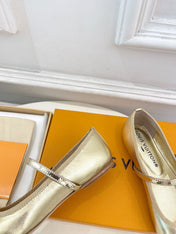 LV WOMEN ROMY FLAT BALLERINA IN GOLDEN METALLIC LAMBSKIN