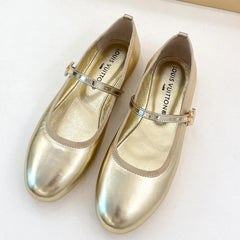 LV WOMEN ROMY FLAT BALLERINA IN GOLDEN METALLIC LAMBSKIN