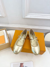 LV WOMEN ROMY FLAT BALLERINA IN GOLDEN METALLIC LAMBSKIN