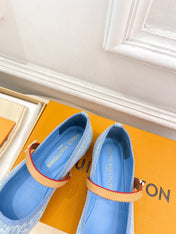 LV WOMEN ROMY FLAT BALLERINA IN LIGHT BLUE MONOGRAM DENIM