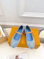 LV WOMEN ROMY FLAT BALLERINA IN LIGHT BLUE MONOGRAM DENIM