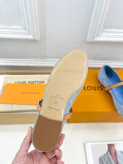 LV WOMEN ROMY FLAT BALLERINA IN LIGHT BLUE MONOGRAM DENIM
