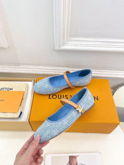 LV WOMEN ROMY FLAT BALLERINA IN LIGHT BLUE MONOGRAM DENIM