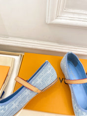 LV WOMEN ROMY FLAT BALLERINA IN LIGHT BLUE MONOGRAM DENIM