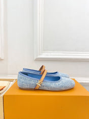 LV WOMEN ROMY FLAT BALLERINA IN LIGHT BLUE MONOGRAM DENIM