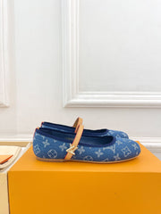 LV WOMEN ROMY FLAT BALLERINA IN NAVY BLUE MONOGRAM DENIM