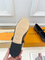 LV WOMEN ROMY FLAT BALLERINA IN CHOCOLATE BROWN MONOGRAM CALFSKIN