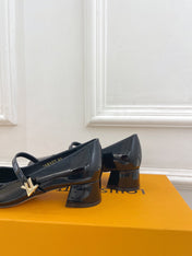 LV WOMEN ROMY HIGH BALLERINA IN GLOSSY BLACK LAMBSKIN