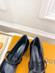 LV WOMEN ROMY HIGH BALLERINA IN GLOSSY BLACK LAMBSKIN