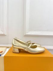 LV WOMEN ROMY HIGH BALLERINA IN GOLDEN METALLIC LAMBSKIN