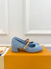 LV WOMEN ROMY HIGH BALLERINA IN LIGHT BLUE MONOGRAM DENIM