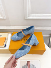 LV WOMEN ROMY HIGH BALLERINA IN LIGHT BLUE MONOGRAM DENIM