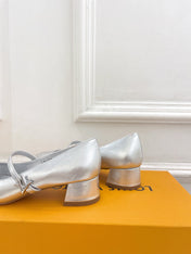 LV WOMEN ROMY HIGH BALLERINA IN SILVER METALLIC LAMBSKIN