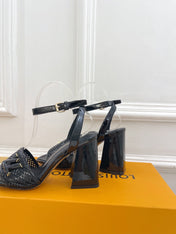 LV WOMEN HIGH SANDAL IN BLACK CALFSKIN