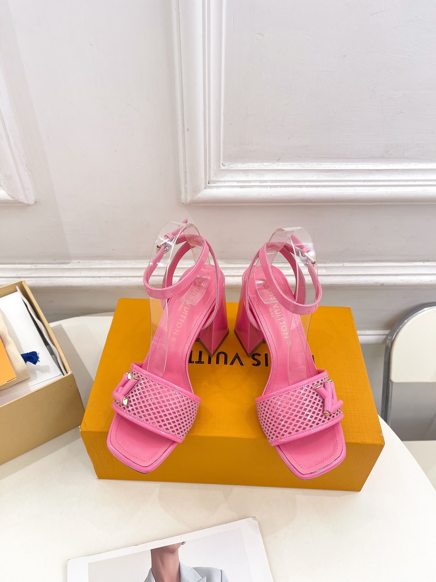 LV WOMEN HIGH SANDAL IN BRIGHT PINK CALFSKIN