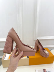 SHAKE MARY JANE HIGH HEEL 12 CM IN CREPE PINK CALFSKIN