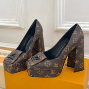 SHAKE MARY JANE HIGH HEEL 12 CM IN CHOCOLATE BROWN MONOGRAM CALFSKIN