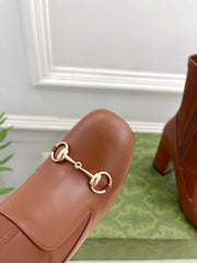 HORSEBIT ANKLE BOOTS 9.5CM IN CINNAMON BROWN SHEEPSKIN