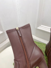 HORSEBIT ANKLE BOOTS 6.5CM IN WALNUT BROWN SHEEPSKIN