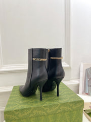 SIGNORIA SHORT BOOTS 10.5CM IN BLACK CALFSKIN