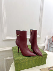 SIGNORIA SHORT BOOTS 10.5CM IN BURGUNDY RED CALFSKIN