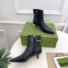 SIGNORIA SHORT BOOTS 4.5CM IN BLACK CALFSKIN