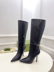 SIGNORIA KNEE BOOTS 10.5CM IN BLACK CALFSKIN