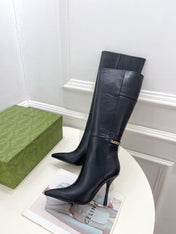 SIGNORIA KNEE BOOTS 10.5CM IN BLACK CALFSKIN