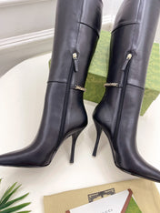 SIGNORIA KNEE BOOTS 10.5CM IN BLACK CALFSKIN