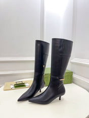 SIGNORIA KNEE BOOTS 4.5CM IN BLACK CALFSKIN