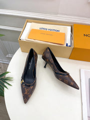 6AM HIGH PUMP 5 CM IN CHOCOLATE BROWN MONOGRAM CALFSKIN