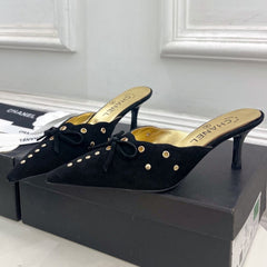 HIGH 65 MM MULE IN BLACK SUEDE