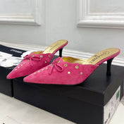 HIGH 65 MM MULE IN DEEP PINK SUEDE