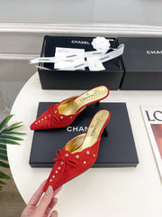 HIGH 65 MM MULE IN CHERRY RED SUEDE