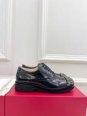 VIV' RANGERS LACE-UPS IN BLACK CALFSKIN