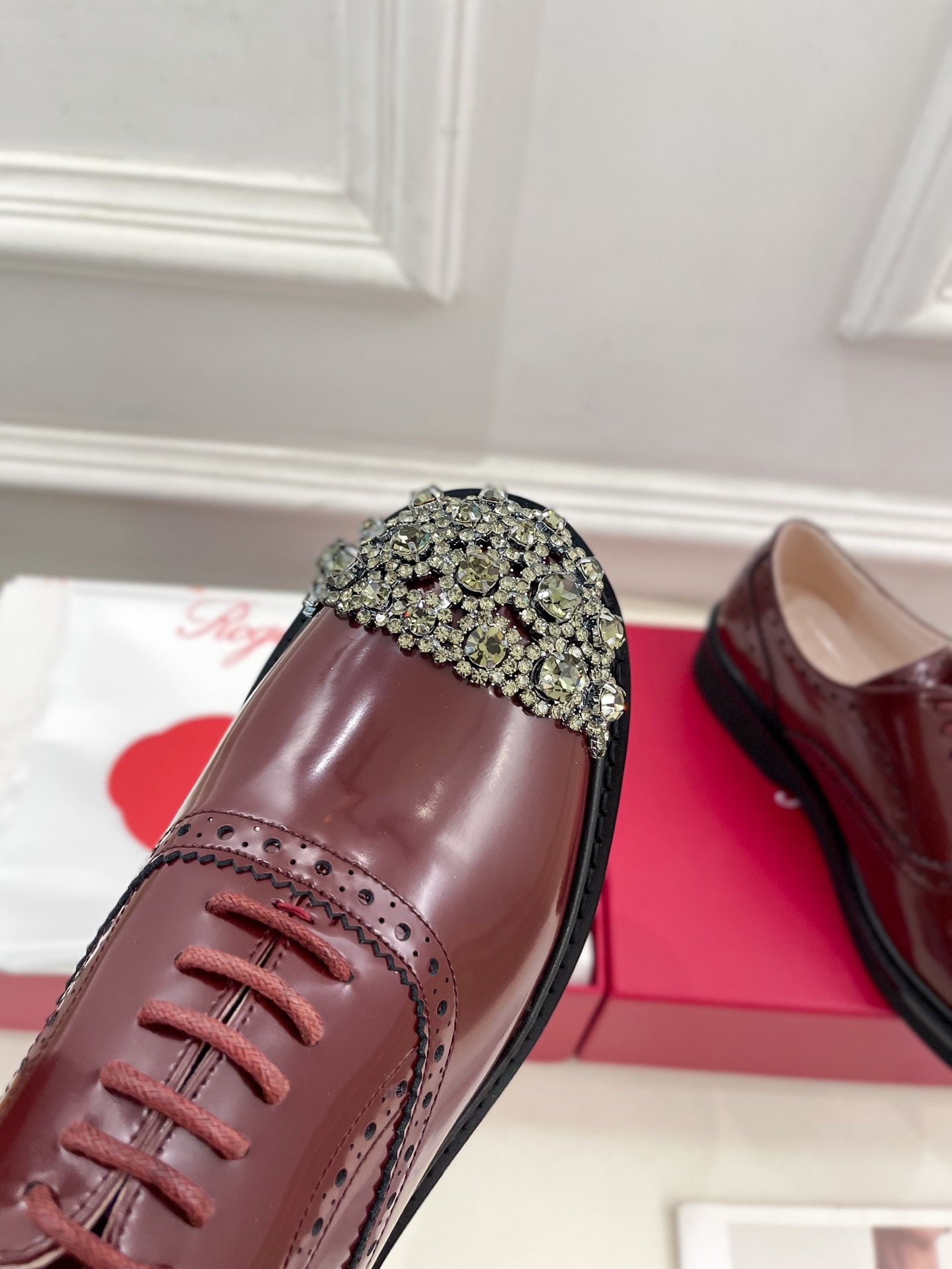 VIV' RANGERS LACE-UPS IN BURGUNDY RED CALFSKIN