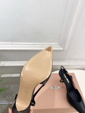 MIUMIU 26S SLINGBACK PUMPS 85MM IN BLACK CALFSKIN