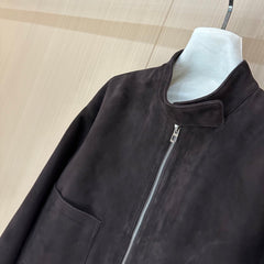 HERMES 25S CAMEL HAIR LEATHER JACKET 248