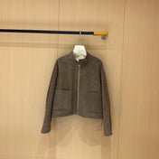 HERMES 25S CAMEL HAIR LEATHER JACKET 247