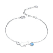 Cute Pussy Cat Opal Link Bracelet for Women